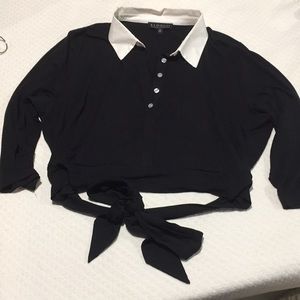 Eloquii size 20 crop top with waist tie/wrap black
